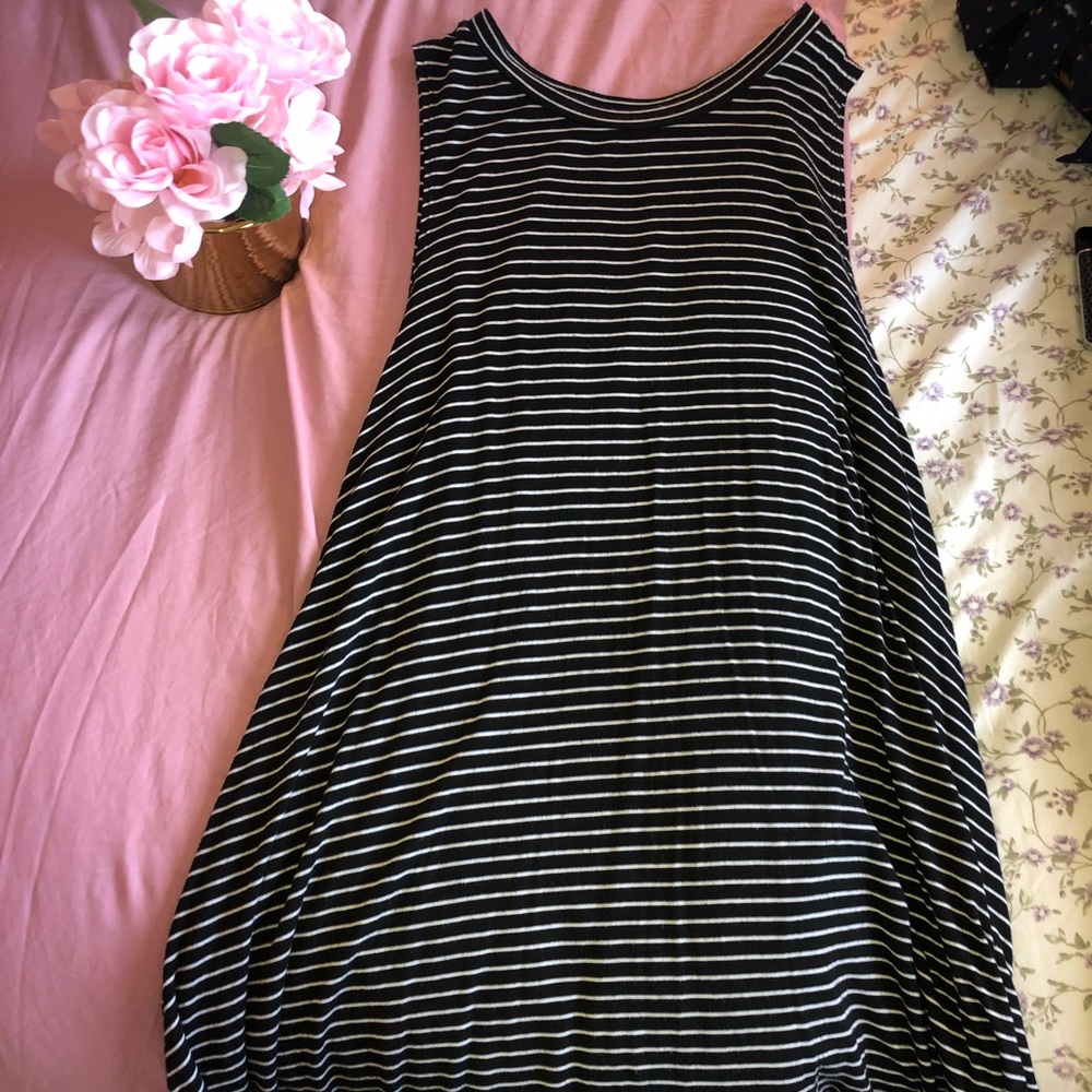 Black and white striped dress